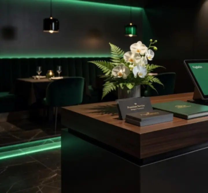 Elegánsan megterített asztal foglalási táblával a Budapest Dining Choice étteremben